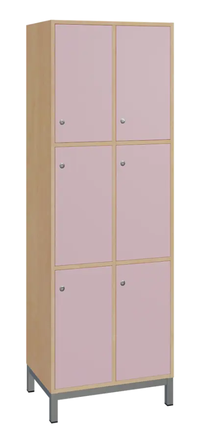 SBS-3322 šatní skříň 6-boxová, 1800x600x400 mm, kovové nohy, korpus bříza irská, dvířka pastelově rů SBS-3322 šatní skříň 6-boxová, 1800x600x400 mm, kovové nohy, korpus bříza irská, dvířka pastelově růžová